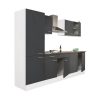 Mobila de bucatarie Yorki 270, corp alb, fata antracit satinat, cu dulap cu raft