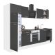 Mobila de bucatarie Yorki 270, corp alb, fata antracit satinat, element cuptor inferior, frigider congelator superior