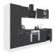 Mobila de bucatarie Yorki 270, corp alb, fata antracit satinat, element inferior cuptor, dulap raft