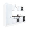 Mobila de bucatarie Yorki 270, corp alb, fata alb satinat, element inferior cuptor, dulap raft