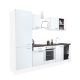 Mobila de bucatarie Yorki 270, corp alb, fata alb satinat, element inferior cuptor, dulap raft