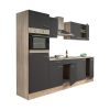 Mobila de bucatarie Yorki 270 cu corp din stejar sonoma si fata antracit satinat