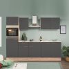 Mobila de bucatarie Yorki 270 cu corp din stejar sonoma si fata antracit satinat