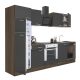 Mobila de bucatarie Yorki 270, corp din stejar Yorki, fata antracit satinat cu element cuptor inferior si frigider cu congelator superior