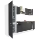 Mobila de bucatarie Yorki 280, corp alb, fata antracit satinat, frigider cu congelator jos