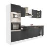 Mobila de bucatarie Yorki 280 cu corp alb si fata antracit satinat