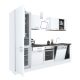 Mobila de bucatarie Yorki 280, corp alb, fata alb satinat, element cuptor inferior, frigider congelator inferior