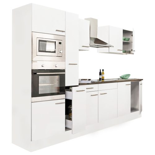 Mobila de bucatarie Yorki 300, corp alb, cu fata alb satinat