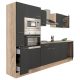Mobila de bucatarie Yorki 300, corp din stejar sonoma, cu fata antracit satinat