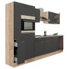 Mobila de bucatarie Yorki 300, corp din stejar sonoma, cu fata antracit satinat
