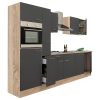 Mobila de bucatarie Yorki 300, corp din stejar sonoma, cu fata antracit satinat