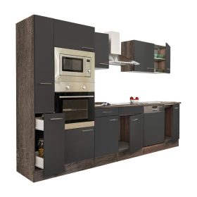 Mobila de bucatarie Yorki 310, corp din stejar Yorki, cu fata antracit satinat