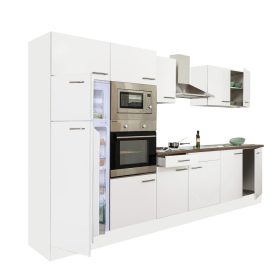 Mobila de bucatarie Yorki 330, corp alb, cu fata alb satinat