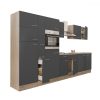 Mobila de bucatarie Yorki 360, corp din stejar sonoma, cu fata antracit satinat