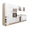 Mobila de bucatarie Yorki 360, corp din stejar Sonoma, cu fata alb satinat