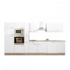 Mobila de bucatarie Yorki 360, corp din stejar Sonoma, cu fata alb satinat