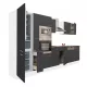 Mobila de bucatarie Yorki 370, corp alb, fata antracit satinat, frigider cu congelator inferior