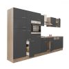 Mobila de bucatarie Yorki 370, corp din stejar sonoma, cu fata antracit satinat