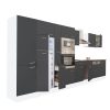 Mobila de bucatarie Yorki 430, corp alb, fata antracit satinat, frigider cu congelator superior