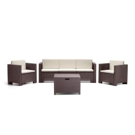 Set mobilier de gradina City cu 5 locuri, maro