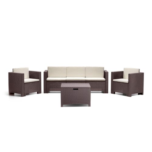 Set mobilier de gradina City cu 5 locuri, maro