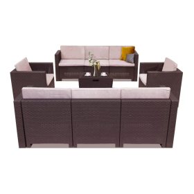 Set mobilier de gradina City Large cu 8 locuri, maro