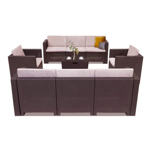 Set mobilier de gradina City Large cu 8 locuri, maro