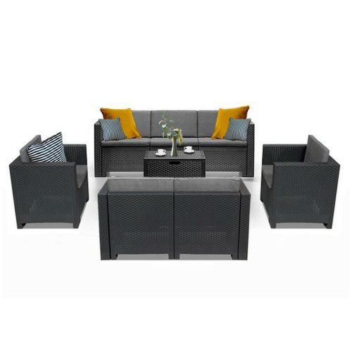 Set de mobilier de gradina City Large cu 7 locuri, grafit