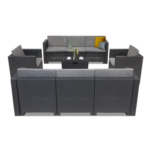 Set de mobilier de gradina City Large cu 8 locuri, grafit