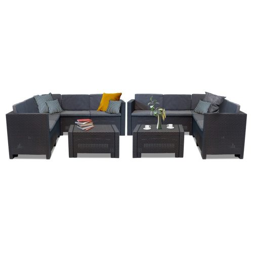 Set de mobilier de gradina de colt City Large cu 10 locuri, grafit