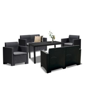 Set mobilier de gradina Nero IV Big cu 6 locuri, grafit