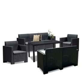 Set de mobilier de gradina Nero IV Large cu 7 locuri, grafit