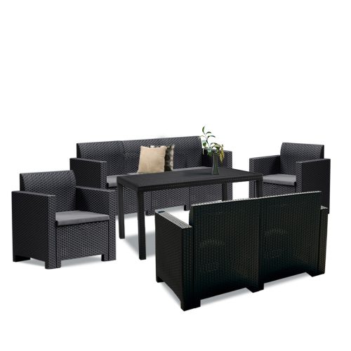 Set de mobilier de gradina Nero IV Large cu 7 locuri, grafit