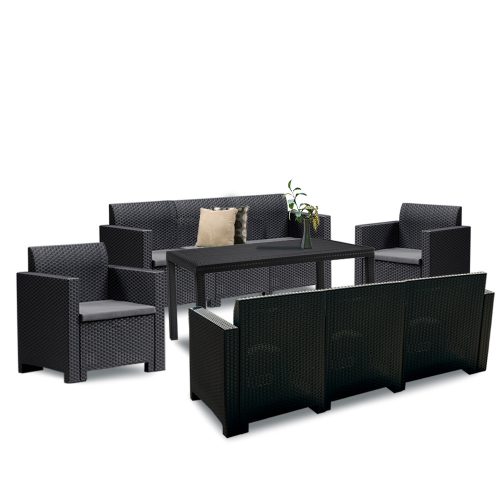 Set mobilier de gradina Nero IV cu 8 locuri, grafit