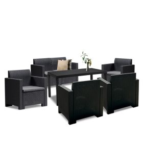 Set mobilier de gradina Nero IV cu 6 locuri, grafit