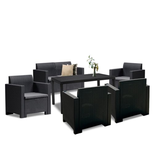 Set mobilier de gradina Nero IV cu 6 locuri, grafit