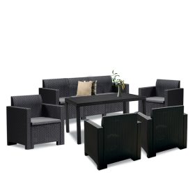 Set de mobilier de gradina Nero IV cu 7 locuri, grafit