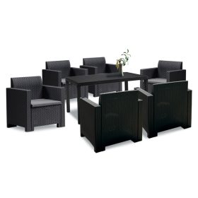 Set mobilier de gradina Nero IV cu 6 locuri, grafit