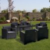 Set mobilier de gradina Nero IV cu 6 locuri, grafit