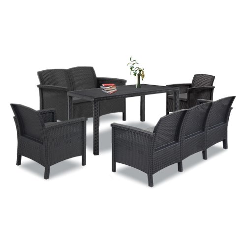 Set de mobilier de gradina Venus IV Large cu 7 locuri, grafit