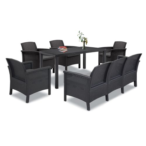 Set de mobilier de gradina Venus IV cu 7 locuri, grafit