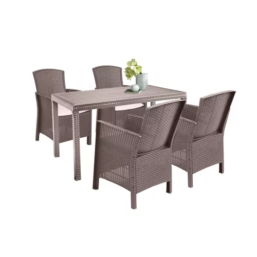 Set mobilier de gradina Hellma 4-1, culoare cappuccino