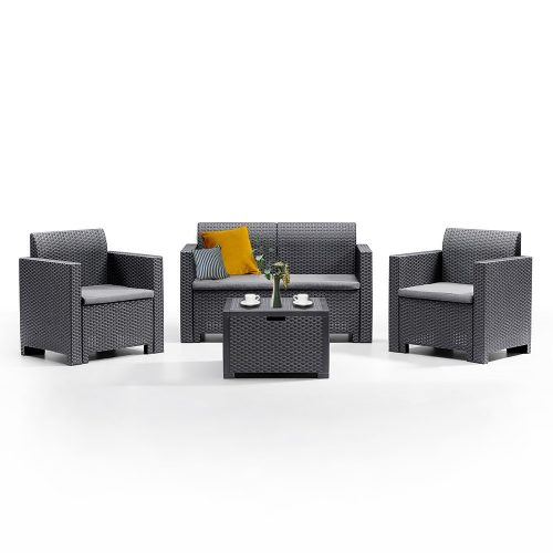 Set mobilier de gradina Nero cu 4 locuri, grafit