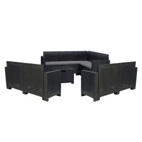 Set de mobilier de gradina de colt Nero VI cu 9 locuri, grafit