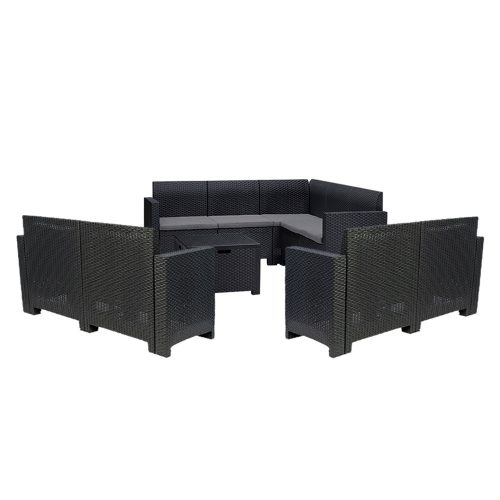 Set de mobilier de gradina de colt Nero VI cu 9 locuri, grafit