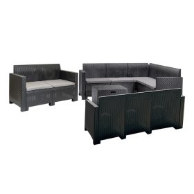 Set de mobilier de gradina de colt Nero VII cu 10 locuri, grafit