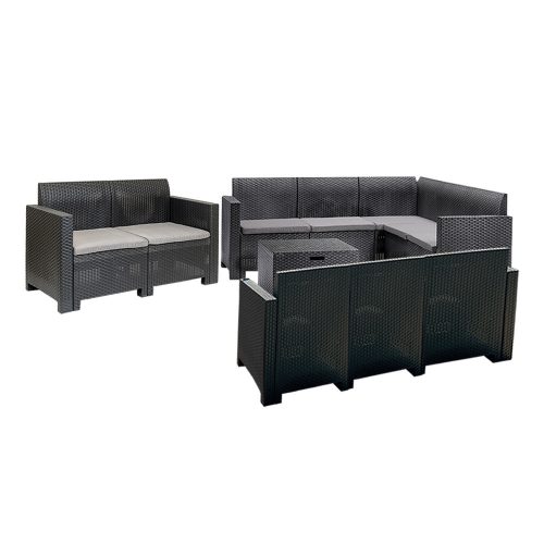 Set de mobilier de gradina de colt Nero VII cu 10 locuri, grafit