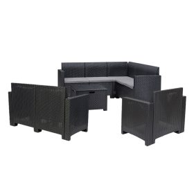 Set de mobilier de gradina de colt Nero V cu 8 locuri, grafit