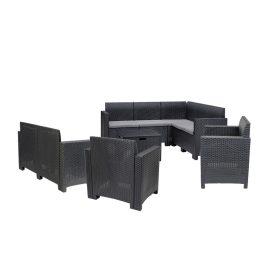 Set de mobilier de gradina de colt Nero V cu 9 locuri, grafit