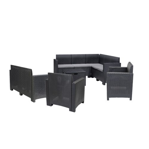 Set de mobilier de gradina de colt Nero V cu 9 locuri, grafit